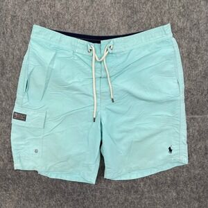 Polo Ralph Lauren Shorts Mens Medium Aqua Blue Swim Trunks Board Mesh Lined